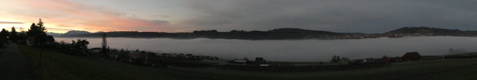 Hallwilersee from Aesch covered by fog